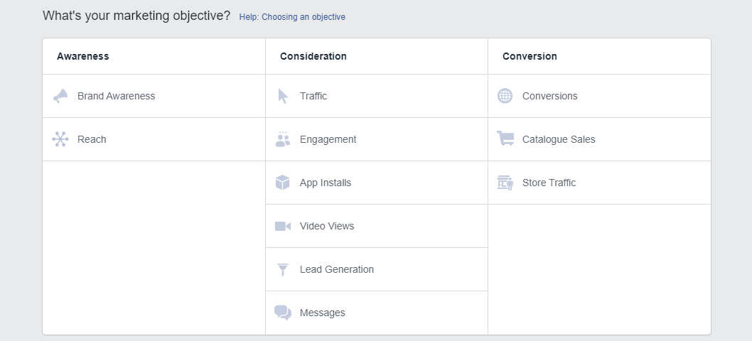 Facebook Ads Manager Objective