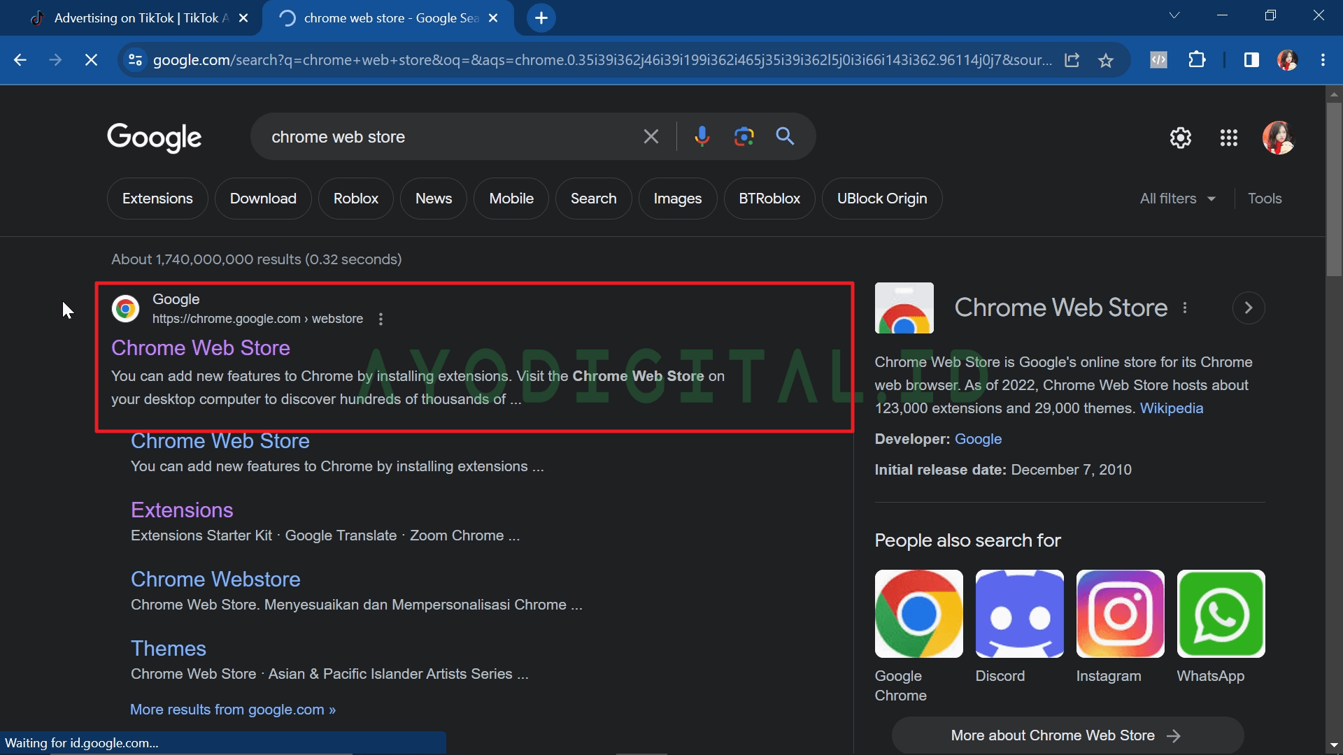 Cari Chrome Web Store
